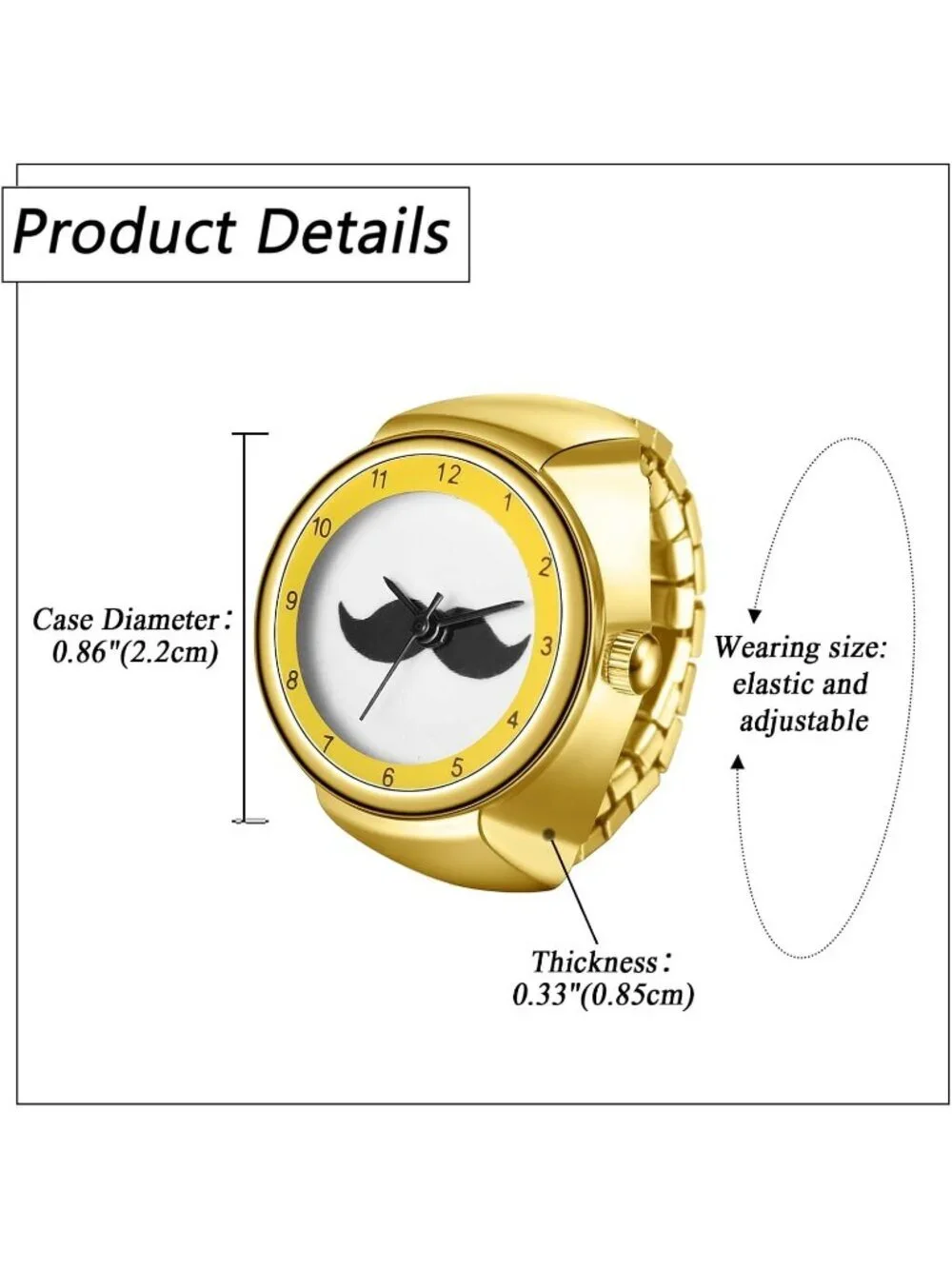 Unisex All Gold Analog Quartz Stainless Steel Arabic Numerals Casual Ring Watch